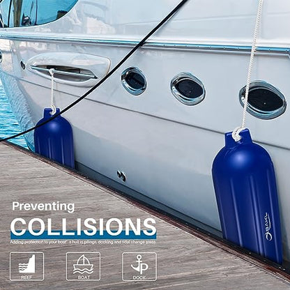 4 Pack 8.5 x 27 Inches Boat Fenders Bumpers for Docking - color: Royal Blue