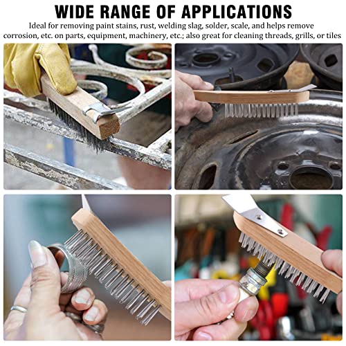 MAXMAN Wire Scratch Brush, 12"Wood Handle, Heavy Duty Wire Brushes for Rust - style: Stainless Steel Bristles