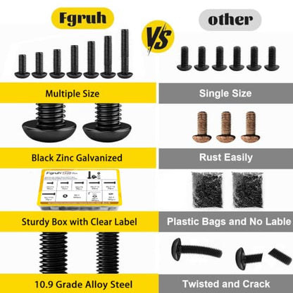 1520PCS M2.5 Hex Button Screws Assortment Kit, M2.5x4/6/8/12/16/20 mm - size: M2.5 1520pcs