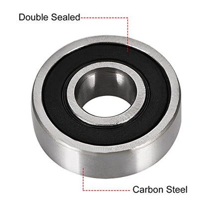 uxcell 6000-2RS Ball Bearing 10mm x 26mm x 8mm Double Sealed 180100 Deep Groove Bearings High Carbon Steel Z1 (Pack of 2) - size: 10 mm x 26 mm x 8 mm