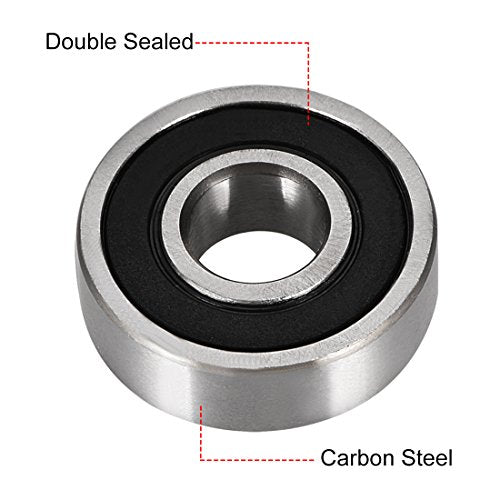 uxcell 6000-2RS Ball Bearing 10mm x 26mm x 8mm Double Sealed 180100 Deep Groove Bearings High Carbon Steel Z1 (Pack of 2) - size: 10 mm x 26 mm x 8 mm