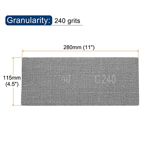 uxcell 10pcs Mesh Sanding Sheets 240 Grits 4-1/2-inch x 11-inch Mesh Sandpaper Pad for Wood Wall Repair, Dust-Free Wet/Dry Polish - style: 240 Grit