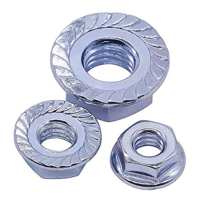7/16"-14 UNC Serrated Flange Hex Locknuts Lock Nuts, Zinc Plated Carbon Steel, 11/16" Hex Drive, 20 PCS - size: 7/16"-14