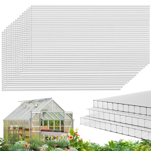 RITOLLO 14 Pack 8'FT x 4'FT x 0.24" in Polycarbonate Sheet for Greenhouse - size: 8'FT x 4'FT x 0.24" in