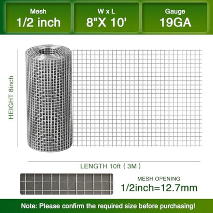 Chicken Wire Fence,Hardware Cloth 1/2 Inch 8inx10ft (19 GA) - color: 1/2inch, size: 8in x 10ft