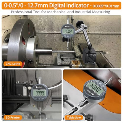 Neoteck 0-12.7mm/0.5" Digital Dial Indicator 0.01mm/0.0005" with Resolution - color: Silver Gray, size: 0-0.5''/0.0005''