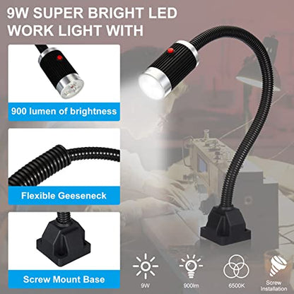 PATIKIL Machine Work Light Flexible Geeseneck Work Light 900 Lumen LED Work
