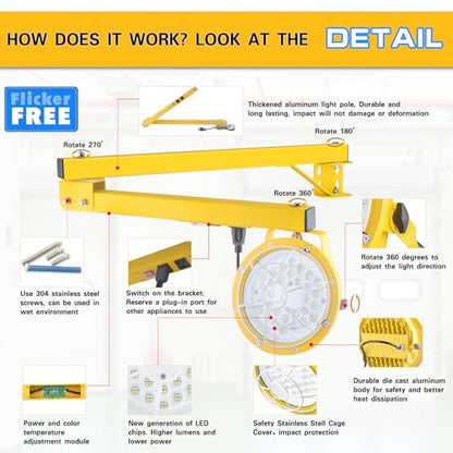 60W 6600LM LED Loading Dock Light-45 Foldable Arm ETL Listed