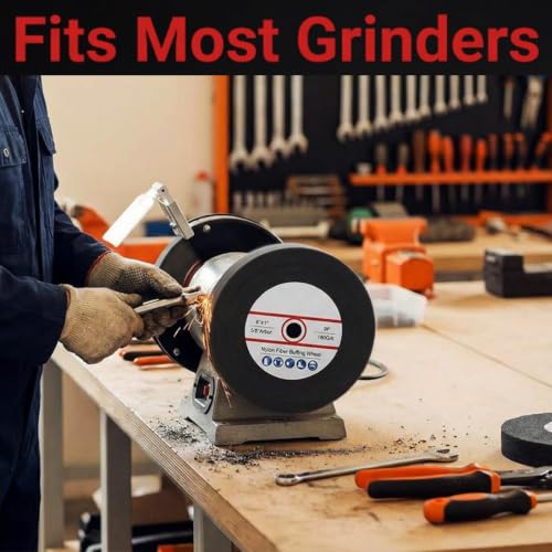 6 Inch 180 Grit Nylon Fiber Buffing Wheel with 1/2" Arbor Hole - style: 6" Fiber Buffing Wheel