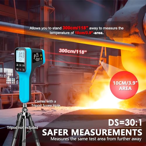 Infrared Thermometer Gun Rechargeable, -58℉~2912℉ High Temp Laser Industrial Thermometer, D:S=30:1 Touch Button Waterproof Pyrometer, Digital IR Temperature Gauge with Type-C Port (NOT for Human)