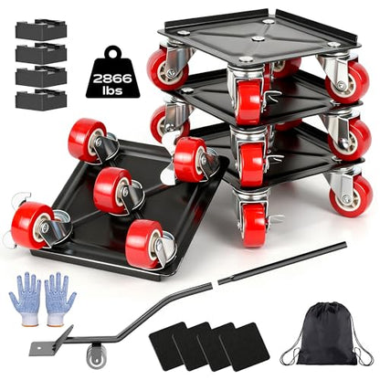 Furniture Dolly with 5 Wheels Heavy Duty Furniture Movers with Wheels Furniture Moving Wheels for Heavy Furniture Dollies Moving Dolly Heavy Duty Furniture Lifter Rollers 2866lbs Load Capacity - size: 5.3x5.3 IN