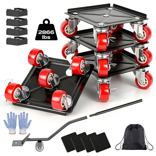 Furniture Dolly with 5 Wheels Heavy Duty Furniture Movers with Wheels Furniture Moving Wheels for Heavy Furniture Dollies Moving Dolly Heavy Duty Furniture Lifter Rollers 2866lbs Load Capacity - size: 5.3x5.3 IN