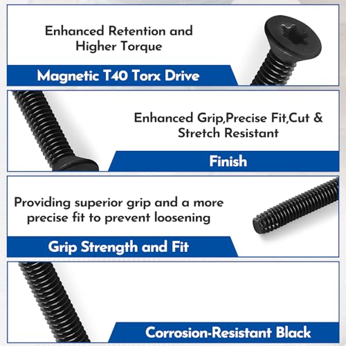 (70pcs) 5/16-18 x 3" Flat Head Thread Cutting Trailer Deck Screws, Black Phosphate, Package Contains T40 Star Drivea and 9/32 Drill bit - size: #5/16-18 x 3"