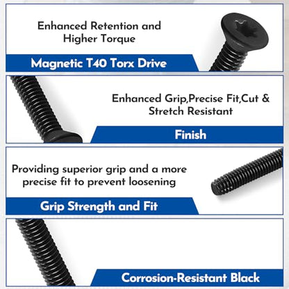 (70pcs) 5/16-18 x 3" Flat Head Thread Cutting Trailer Deck Screws, Black Phosphate, Package Contains T40 Star Drivea and 9/32 Drill bit - size: #5/16-18 x 3"