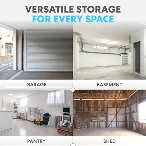 Simpli-Magic 4-Tier Heavy Duty Plastic Storage Shelving Unit, Garage & Basement Organizer, Modular Rack, 36 x 24 x 57 Inches, 250 lbs per Shelf, 1000 lbs Total Capacity