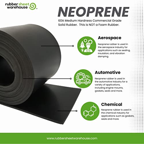 Neoprene Rubber Sheet, Rolls, Strips 1/4" (.250") Thick x 4" Wide x 10' Long Solid Rubber - size: 4" x 10', style: .250" thick