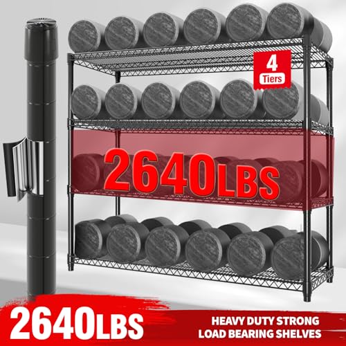 Garvee 71.8"H Metal Shelving with Wheels, 4-Tier Storage Shelves Heavy Duty - size: 59" Wx71.8 H
