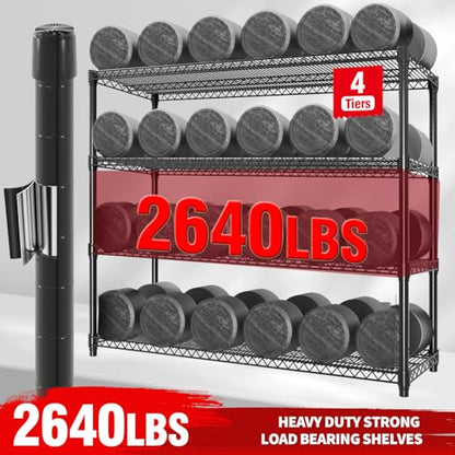 Garvee 71.8"H Metal Shelving with Wheels, 4-Tier Storage Shelves Heavy Duty - size: 59" Wx71.8 H