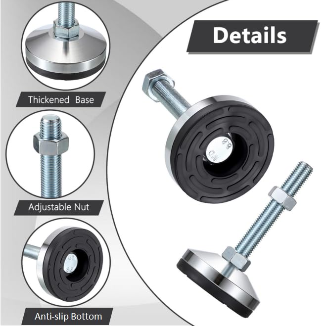 4 PCS Machine Leveling Feet,7500 lb Total Static Load, M16-Thread 3.1'' Dia - size: D80xM16x100