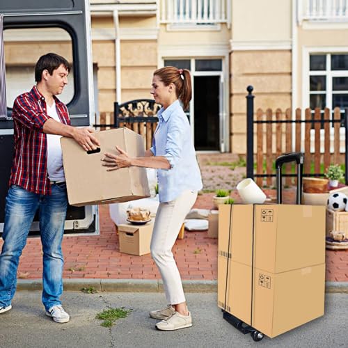Folding Hand Truck-200 Lbs Trolley Utility Cart, Portable 4-Wheels Lightweight Utility Cart,90KG Heavy Duty Luggage Cart for Moving Airport Travel Shopping and Office Use - size: 4 rounds