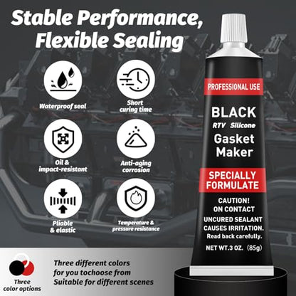 1DFAUL RTV Silicone Gasket Maker, High Temp Silicone Resist Oil, Red, 170g - color: Red, size: 170g