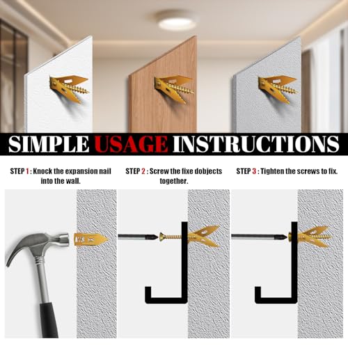 420 Pcs Self Drilling Drywall Anchors with Screws Kit, 2 Sizes Drywall Anchors and 4 Sizes Zinc Plated Screws, Holds Up to 100lbs, No Pre-Drill Needed, for TV, Shelf Straps, Picture Frames - size: 2 Sizes-420 PCS