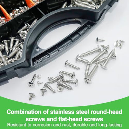 880Pcs M3/M4/M5/M6 304 Stainless Steel Self Tapping Screws Assortment Set - size: M3/4/5/6-880Pcs