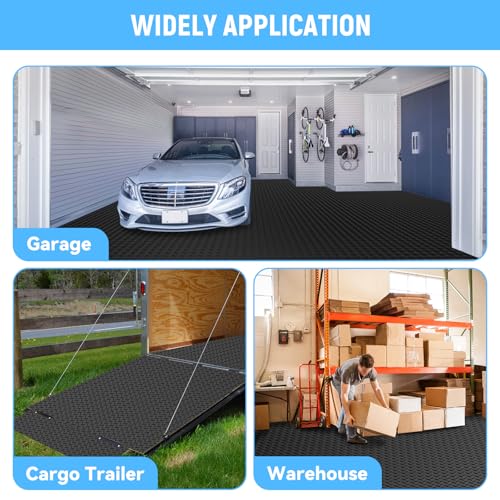 5x15 FT Garage Floor Mat, 2.8mm Thickened Diamond Plate - color: Black, size: 5x15 FT
