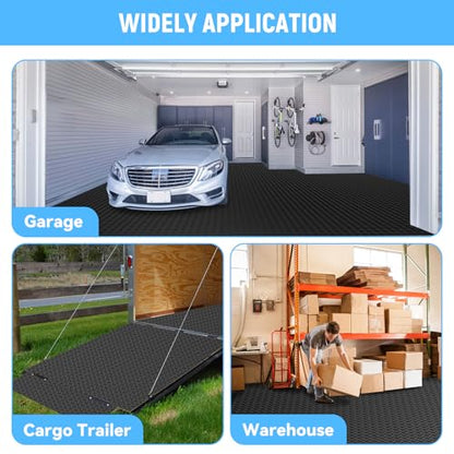 5x15 FT Garage Floor Mat, 2.8mm Thickened Diamond Plate - color: Black, size: 5x15 FT