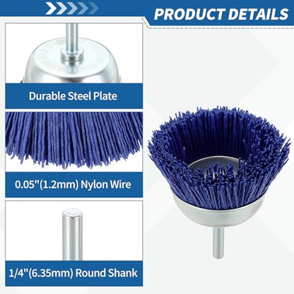 1Pack 2.5" Wire Brush for Drill with 1/4" Round Shank
