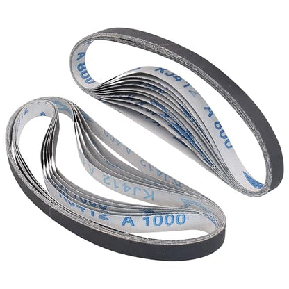 1/2"x18" Sanding Belts Silicon Carbide 5Each of 400 600 800 1000 Grit 20Pcs - color: Assorted Grit(400-1000)