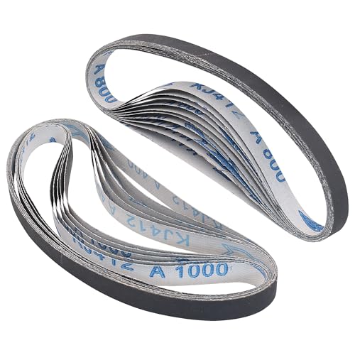1/2"x18" Sanding Belts Silicon Carbide 5Each of 400 600 800 1000 Grit 20Pcs - color: Assorted Grit(400-1000)