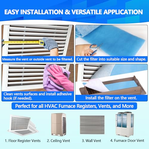 2Rolls MERV 8 Air Vent Filters, 12×120 In Cut to Fit, Makes 100+ Filter - size: 2 Rolls 12" x 120"