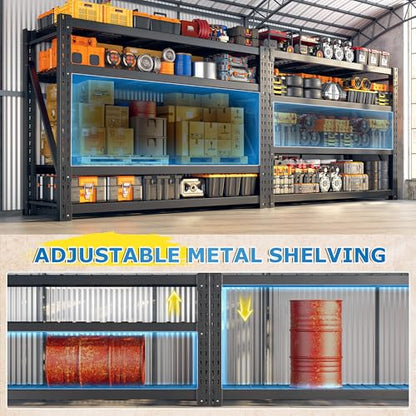 Bepatio 11000LBS Heavy Duty Garage Shelving, 4-Tier Adjustable Storage Shelves Metal Shelving, Industrial Shelf for Basement Warehouse Commercial Garage Shop, 72" H× 60" W × 24" D, Black - size: 60"W x 24"D x 72"H, 4-Tier