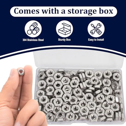 ZQZ #10-32 Hex Nuts,150PCS Stainless Steel Hardware Nut 304 ss Threaded Nut - size: SAE 10#32;150 PCS