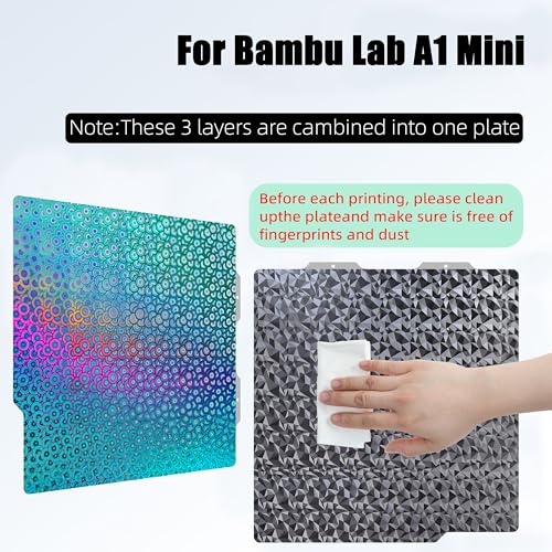 Build Plate for Bambu Lab A1 Mini 3D Printer: PEI Build Plate Carbon PET Diamond PEO PEY Plate 3D Printing Accessories Textured Smooth Sheet Bed 184x184mm (Smooth PEO+PEK-Kaleidoscope) - color: Smooth PEO+PEK-Kaleidoscope