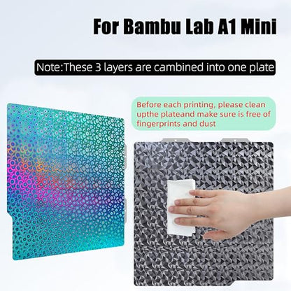 Build Plate for Bambu Lab A1 Mini 3D Printer: PEI Build Plate Carbon PET Diamond PEO PEY Plate 3D Printing Accessories Textured Smooth Sheet Bed 184x184mm (Smooth PEO+PEK-Kaleidoscope) - color: Smooth PEO+PEK-Kaleidoscope