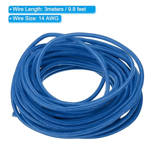PATIKIL 9.8Ft 14AWG Electronic Wire, -30 to 200 Degrees Celsius Insulated High Temperature Resistant Electrical Flexible Silicone Cable for Lamp Boiler Heater, Blue - color: Blue, size: 14AWG