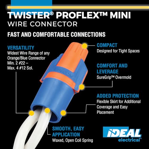 Ideal Electrical Twister Proflex Mini Connector, 30-443J, Jar 175 - color: Blue/Orange, size: Jar of 175