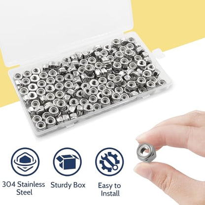 #10-32 Lock Nut, 150Pcs Stainless Steel Nylock Insert Locking Nuts - size: #10-32, 150 Pack