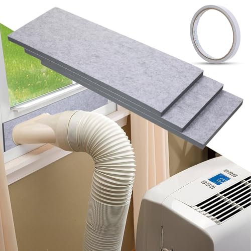 3 Pack Insulated Foam Panels for Portable Ac Window Vent Kit, Adjustable Double Layer Insulation Seal Panels to Block Heat, Reduce Noise & Fill Gaps, Fits up to 50" Windows