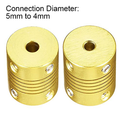 uxcell 5 Pcs 5mm to 4mm Aluminum Alloy Shaft Coupling Flexible Coupler L25xD20 Golden Tone - color: Golden Tone, size: 5mm to 4mm