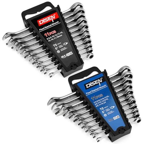 DISEN 22 PCS Ratcheting Wrenches Set, SAE & Metric, 1/4"-3/4" & 6-18mm - size: 22pcs metric & sae set
