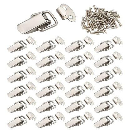 Lesnala 24 Pcs Small Stainless Steel Spring Toggle Latch for Cabinets