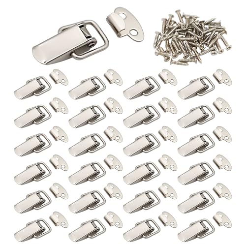 Lesnala 24 Pcs Small Stainless Steel Spring Toggle Latch for Cabinets