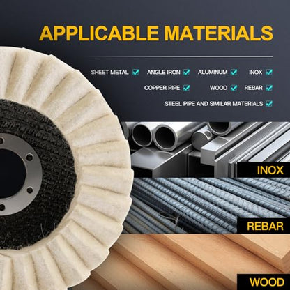 3Pcs 5" Wool Felt Polishing Wheel Discs for Metal Aluminum Grinder
