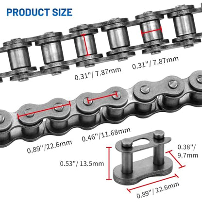40 Roller Chain with Breaker 10 Feet 240 Links, 40 Chain with 5 Connecting Links - size: 10 Feet, style: 40 Chain-breaker-5 Links