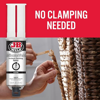 J-B Weld 50101 MinuteWeld Instant-Setting Epoxy Syringe - Clear - 25ml, 0.85 Fl Oz (Pack of 1)
