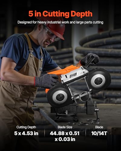 VEVOR 20V Portable Band Saw, 5 in Deep Cut, 360W Cordless Compact Bandsaw with Brushless Motor, Adjustable Speed, for Cutting Metal, Wood, Compatible with Makita Batteries (Bare Tool Only) - style: 5inch Bare Tool only