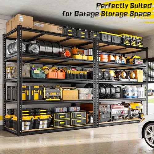 ROOMFAVE 48" W Garage Shelving Heavy Duty 3080LBS,5 Tier,Black, Industrial - size: 72" H x 48" W x 24" D